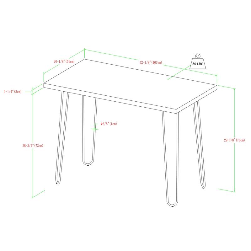 Middlebrook Skara White 42-inch Hairpin Writing Desk