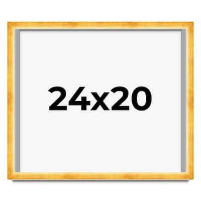 24x20 Shadow Box Frame Gold | 1.625 Inches Deep Real Wood Traditional