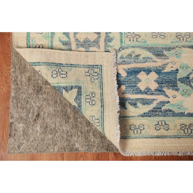 Geometric Vegetable Dye Floral Oushak Turkish Rug Handmade Wool Carpet - 9'4"x 12'2"