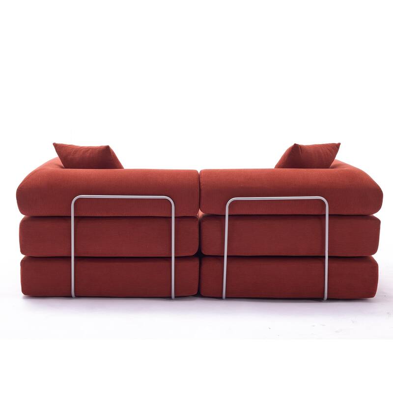 Modular Couch Sofa Bed, Convertible Design with Removable Armrests,Folding Mattress Couch for Small Spaces ,No Assembly