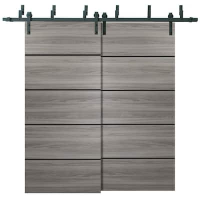 Barn Bypass Doors 72 x 80 Planum 0015 Ginger Ash with Sturdy 6.6ft