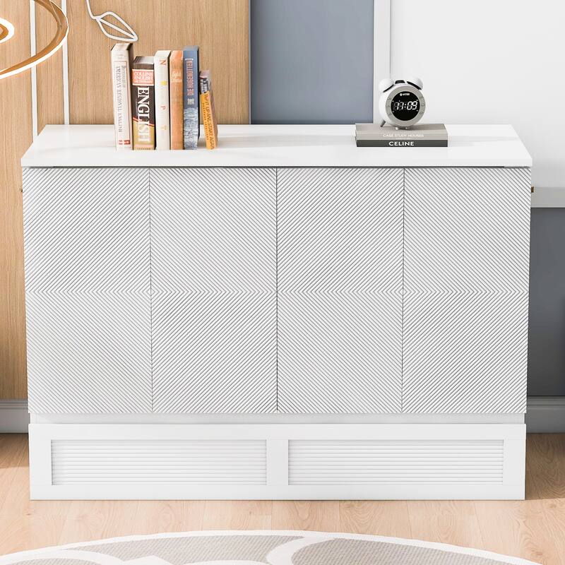 Full Size Murphy Bed with Drawers, USB Ports, and Charging Sockets - Modern Space-Saving Wall Bed with Smooth Pulley Design