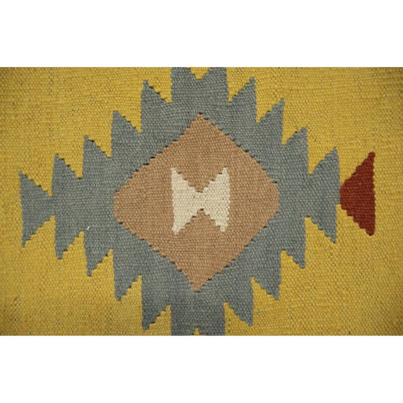 Hand Woven Oriental 100% Wool Carpet Southwestern Tribal Greys & Charcoal Kilim Area Rug - 12' 1'' X 8' 7''