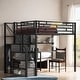 preview thumbnail 2 of 10, Contemporary Full Size Metal Loft Bed with Wardrobe, Desk, Storage Shelves, Space-saving Design & Safety Guaranteed, Black
