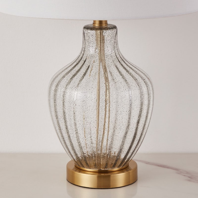 KAWOTI 23 inch Glass Table Lamp with Empire Lamp Shade - W14" * H 23"