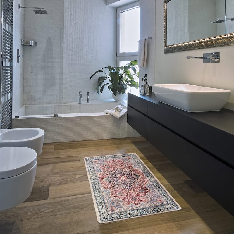 Transitional Medallion Cushioned Anti Fatigue Standing Kitchen Mat