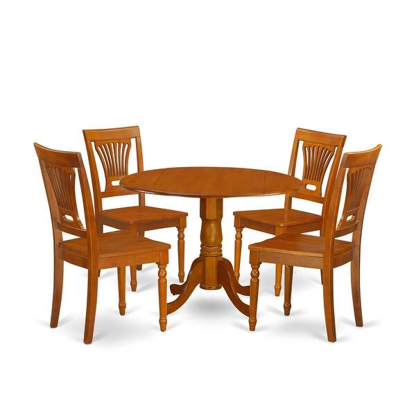 Set Sala Da Pranzo 5 Pezzi East West Furniture – Tavolo Rotondo E 4 Sedie In Legno Di Gomma - 3