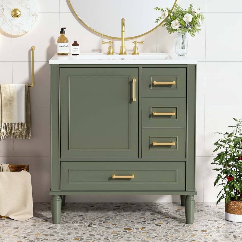 Bathroom Vanity with Ceramic Sink,Soft-Close Door,Multiple Drawers,and Ample Storage for Modern Bathrooms