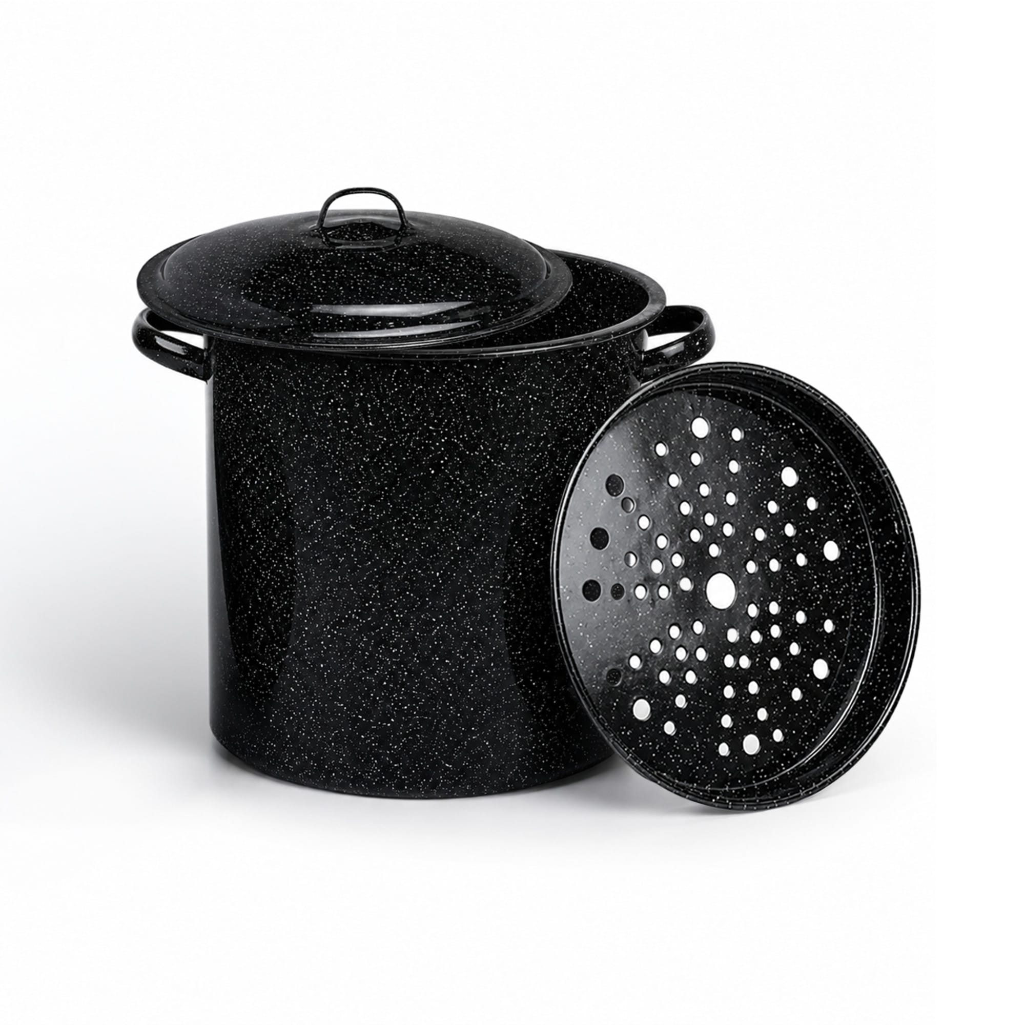 Granite Ware Steamer Pot With Rack Black - 15.5 Qt