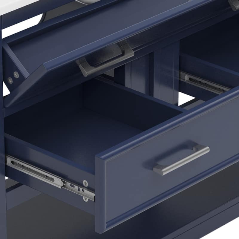 36" Vanity with Ceramic Sink,Vanity with Tip-Out Tray and 2 Full-Extension Drawers,Pulls and Close Drawer Slides Design