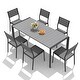 preview thumbnail 1 of 6, 7/9-Piece Patio Outdoor Dining Set Stackable Chairs and Dining Table with Umbrella Hole Grey - Set of 7
