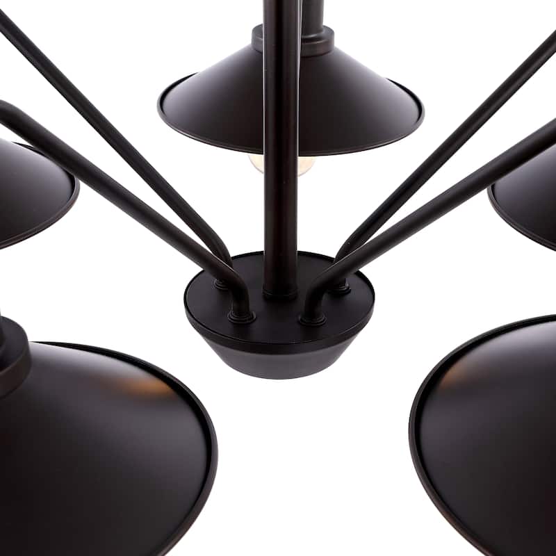 Cole 27" 5-Light Metal Farmhouse Industrial LED Chandelier, Oil Rubbed Bronze by JONATHAN Y