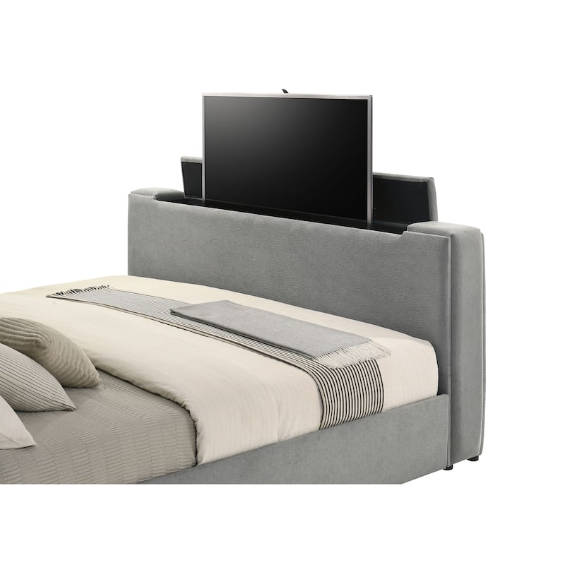 Tara 61-inch Upholstered Panel TV Bed Grey