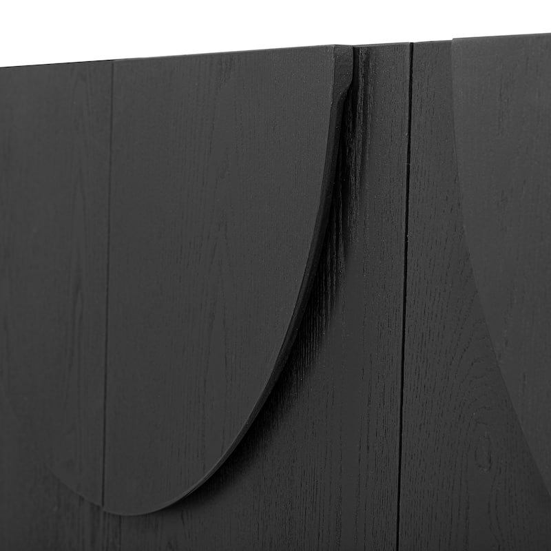 Roomfitters 4-Door Wood Sideboard with Curved Handles and Adjustable Shelves for Dining, Kitchen or Living Room