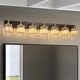 preview thumbnail 95 of 115, Mid-Century Modern Dimmable Bathroom Vanity Light Crystal Glass Wall Sconce 51.2" - Black & Gold