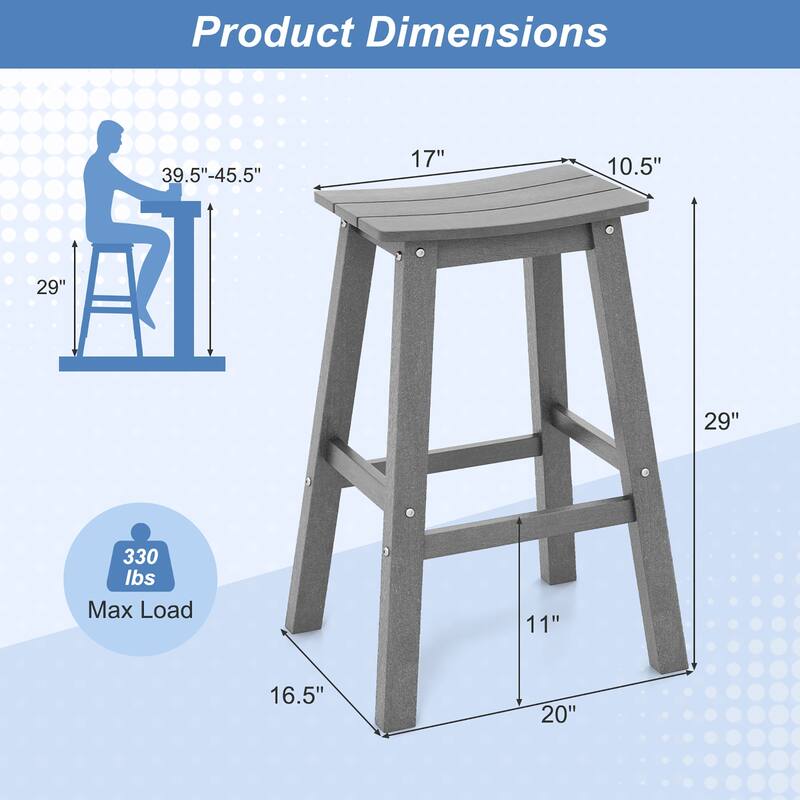 Gymax 29'' Patio Bar Stool Set of 2 w/ Curved Seat & Footrests for