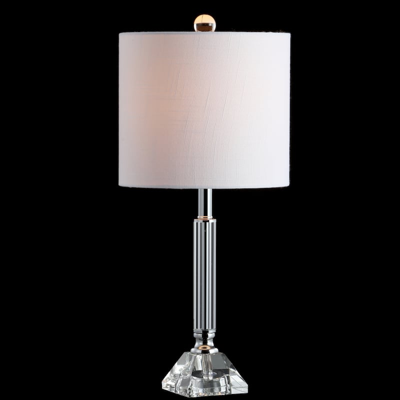 Goddard 19.5" Crystal Column/Metal LED Table Lamp, Clear by JONATHAN Y