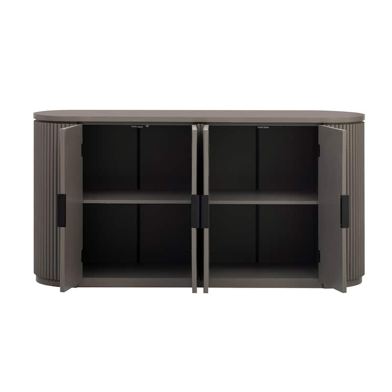 Vertical Striped Door Sideboard with Adjustable Shelves