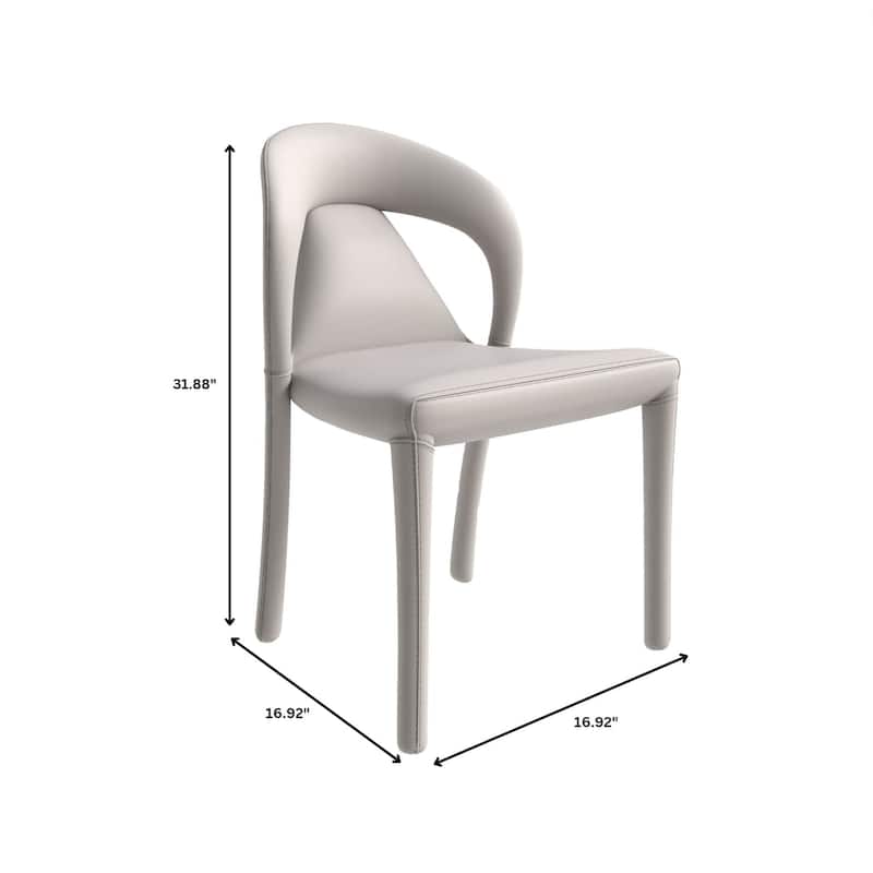 Leather Dining Chairs with Metal Legs Open-Back Design Solace Series Set of 2