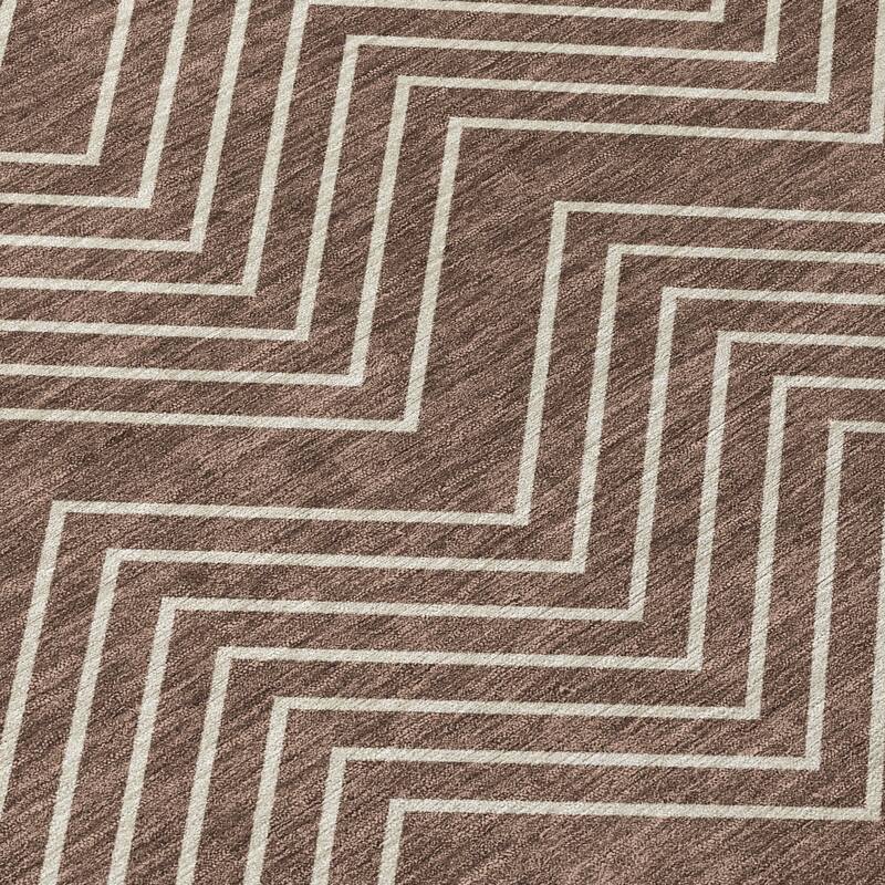 Machine Washable Indoor/ Outdoor Modern Chevron Chantille Rug