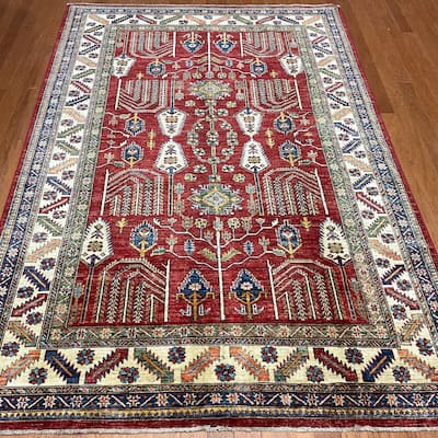 HERAT ORIENTAL Handmade Super Kazak Wool Rug - 5'5" x 8'3"