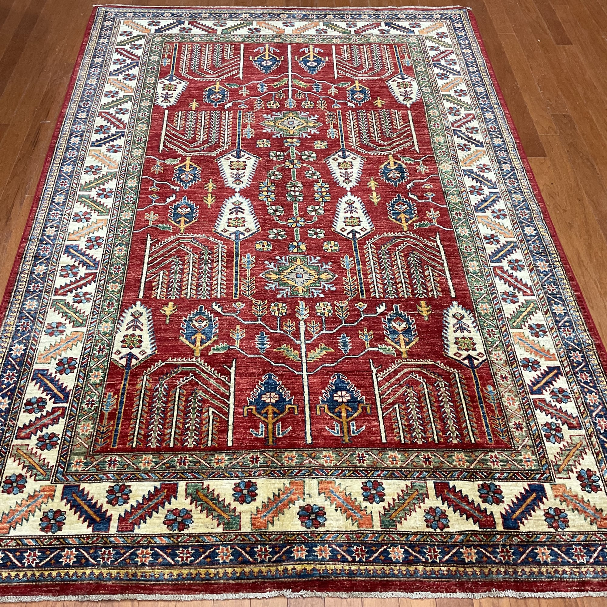 HERAT ORIENTAL Handmade Super Kazak Wool Rug - 5'5" x 8'3"