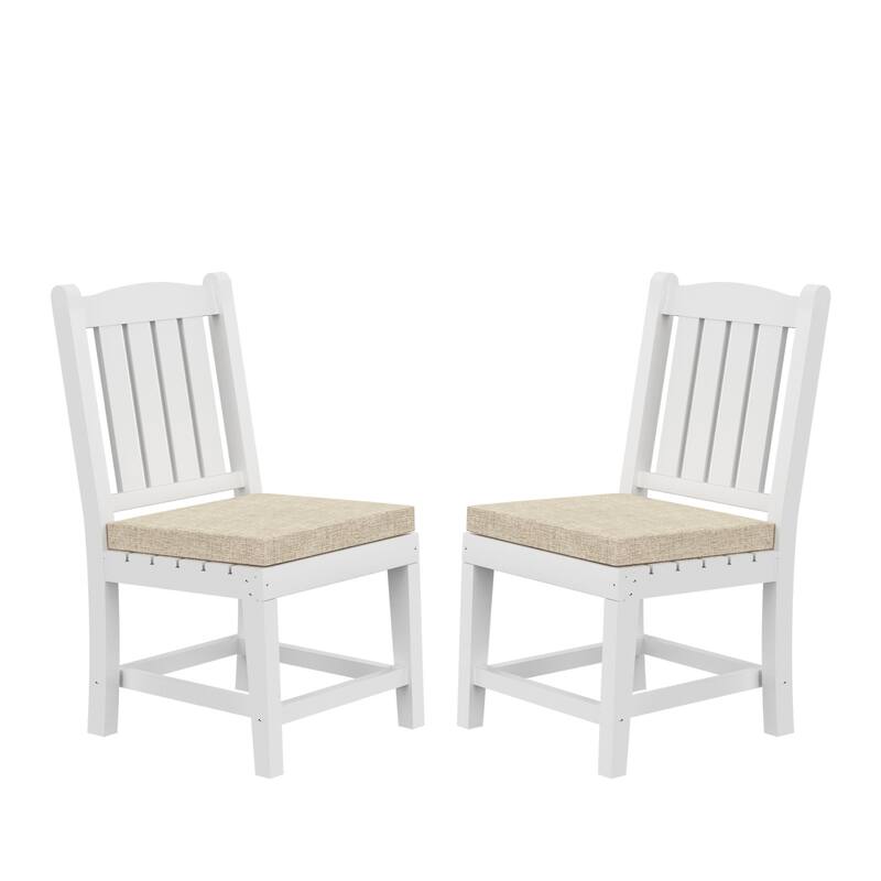 Recycled Plastic Armless Outdoor Patio Dining Chairs (Set of 2) - N/A