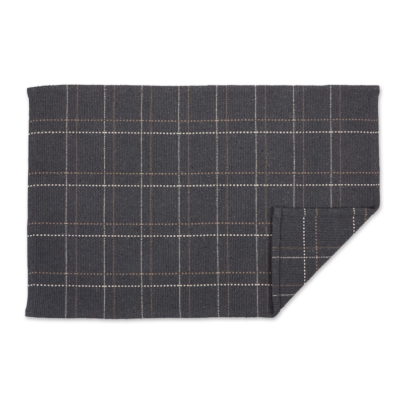 DII French Blue Variegated Plaid Recycled Yarn Rug (Set of 2) - Big