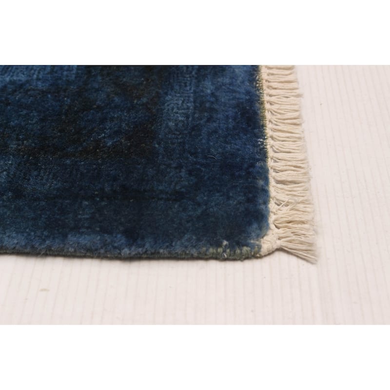 ECARPETGALLERY Hand-knotted Vibrance Navy Wool Rug - 9'0 x 12'0