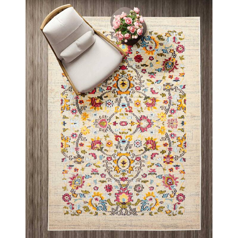 ECARPETGALLERY Machine Made Rosa Ivory Area Rug