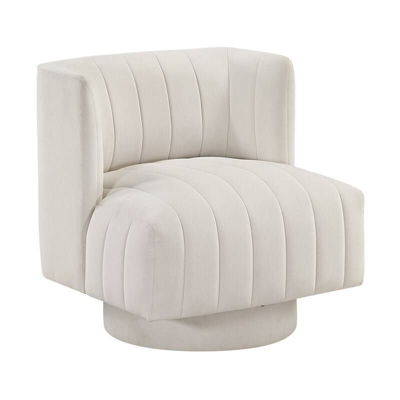 Bay 27.5" Textured Swivel Chair - Channel Tufted Barrel Back - Beige