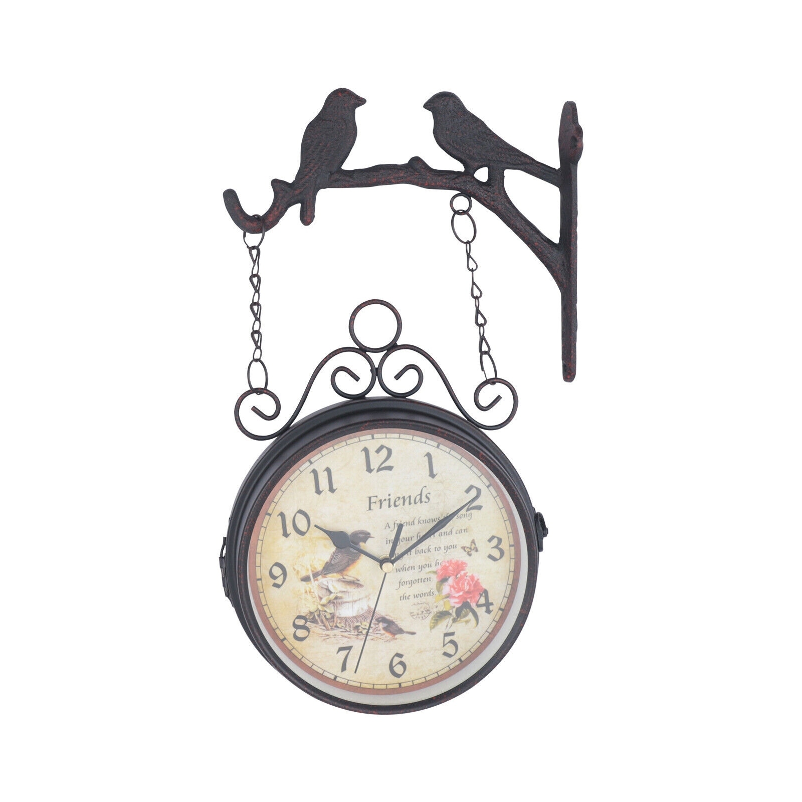 Retro Double-Sided Antique Station Hanging Wall Clock - Bed Bath