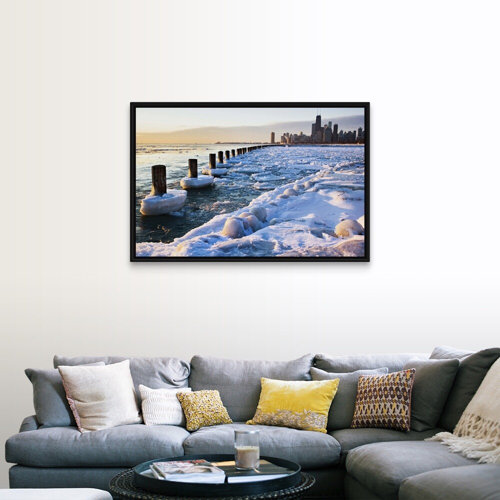 Shop Lake Michigan In Winter Chicago Illinois Black Float