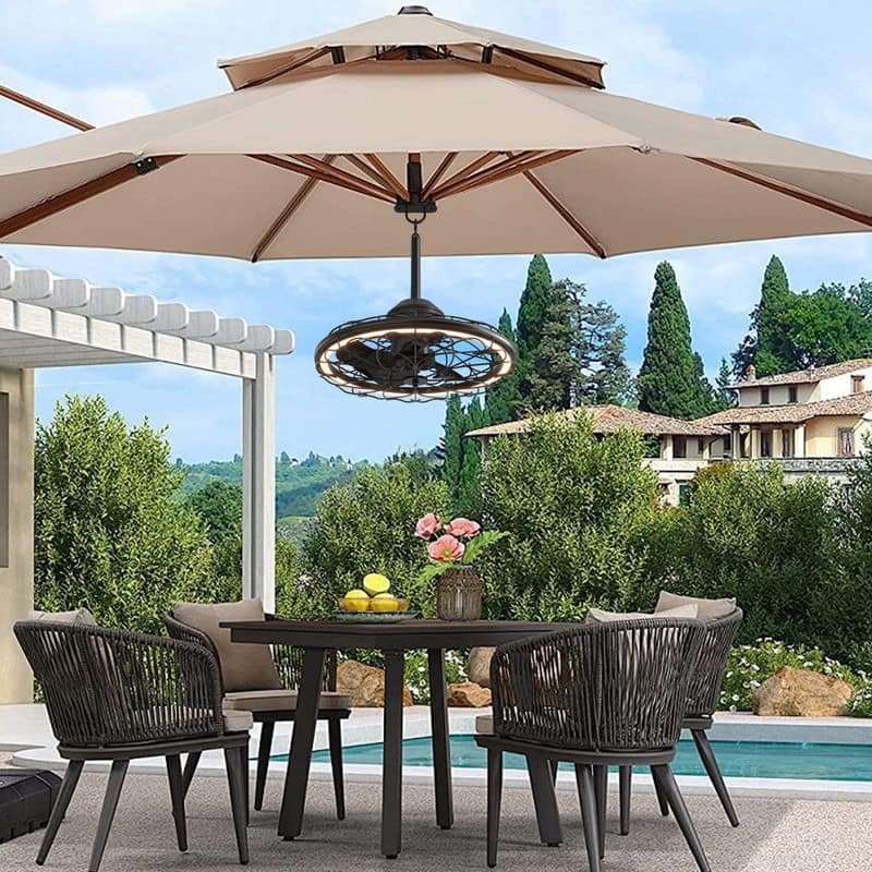 Wall Mounted Fan with Lights 20” Wall Mount Fan with Remote 6 Speeds Plug in Wall Fan Reversible Dimmable 360°Adjustable