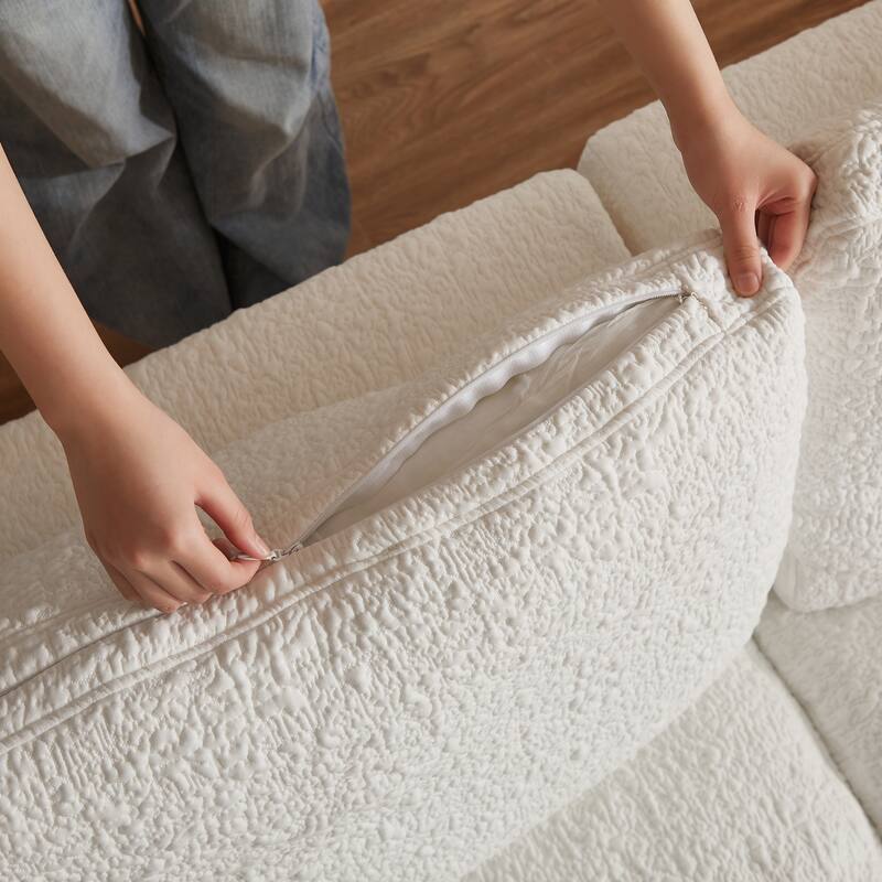 L-Shaped Convertible Cloud Sectional Sofa, Oversized Chenille Fabric Compressed Sofa, Modular 3 Seater Sofa with Ottoman