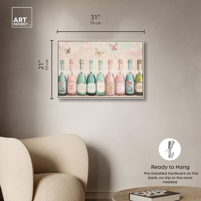 Champagne Mint and Pink Canvas by Art Remedy