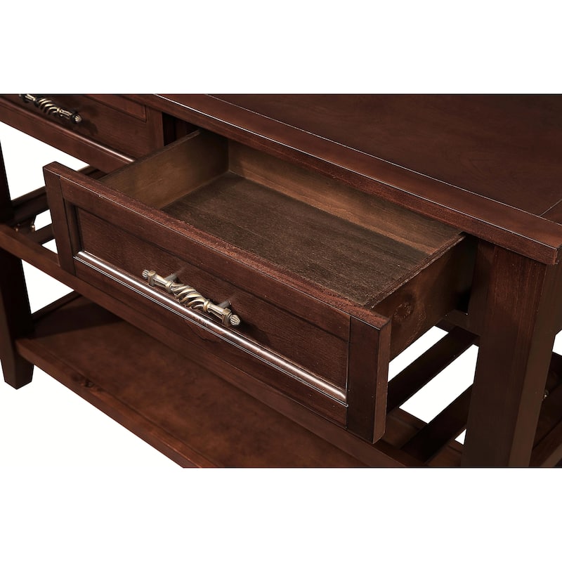 Mid-Century Console Table with Storage Drawers and Shelves