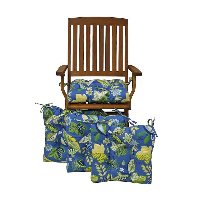 Blazing Needles Tropical Indoor/ Outdoor Chair Cushion (Set of 4) - 16" x 16"