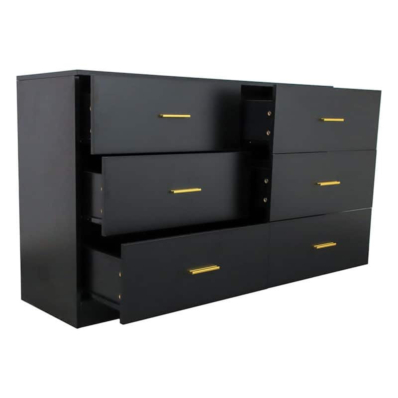 Modern Wood 6-Drawer Dresser with Storage