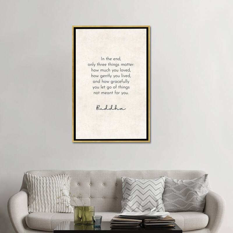iCanvas "In The End - Buddha Quote" by Pixy Paper Framed Canvas Print