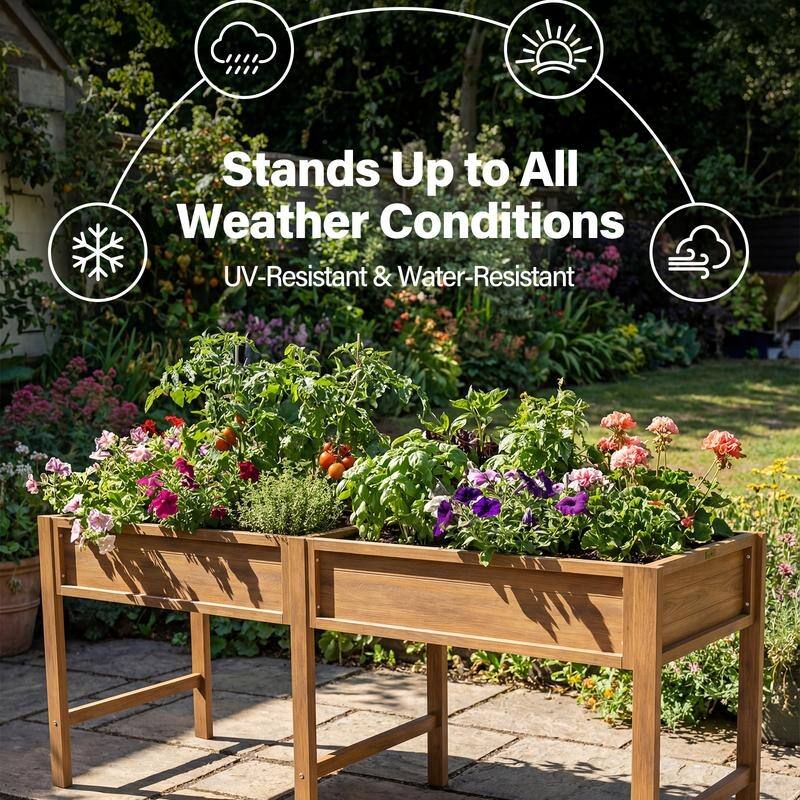 WINSOON All Weather HIPS Raised Garden Bed with Drainage Holes
