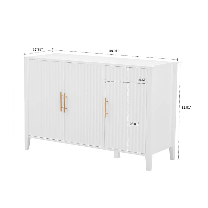 Modern Stylish Wooden Storage Cabinet with Wave-Patterned Design Cabinet Doors