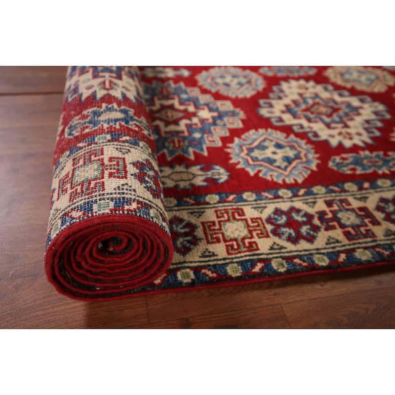 Red Kazak Runner Rug Handmade Wool Carpet - 2'6" x 16'3"