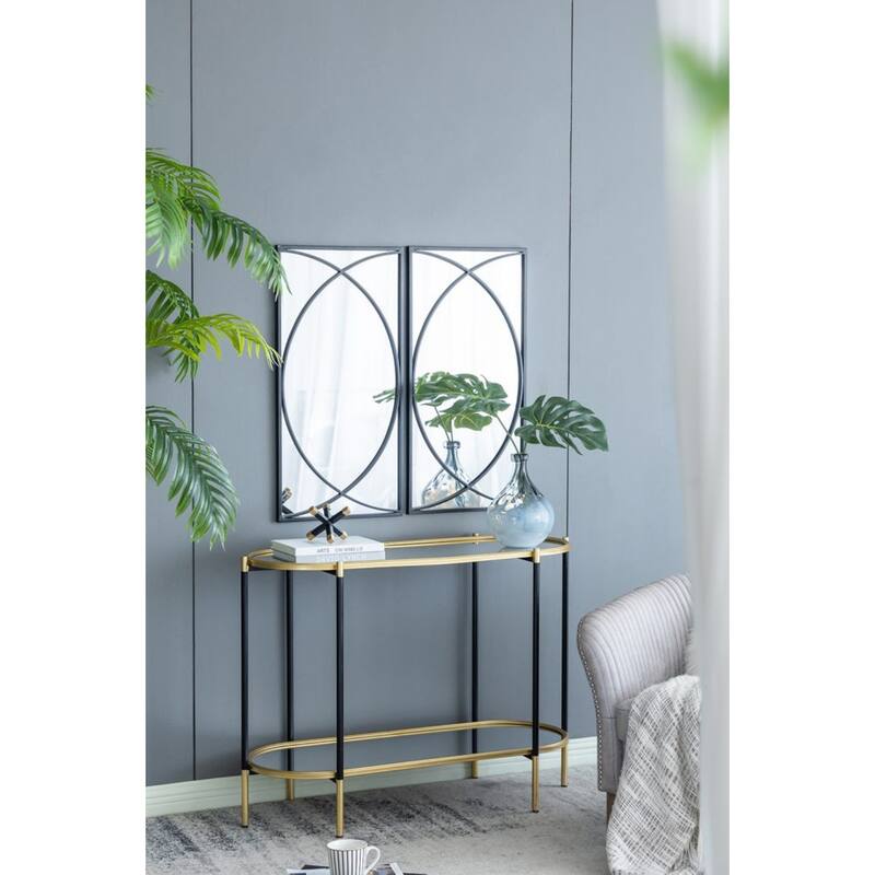 Crossed Ring Frame Wall Mirrors - 32" - Black - Set of 3