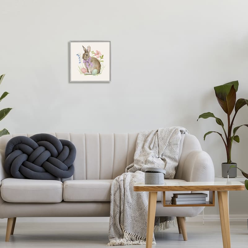 Stupell Spring Bunny Rabbit Easter Eggs Blossoming Flowers Framed Wall Art - Multi-Color