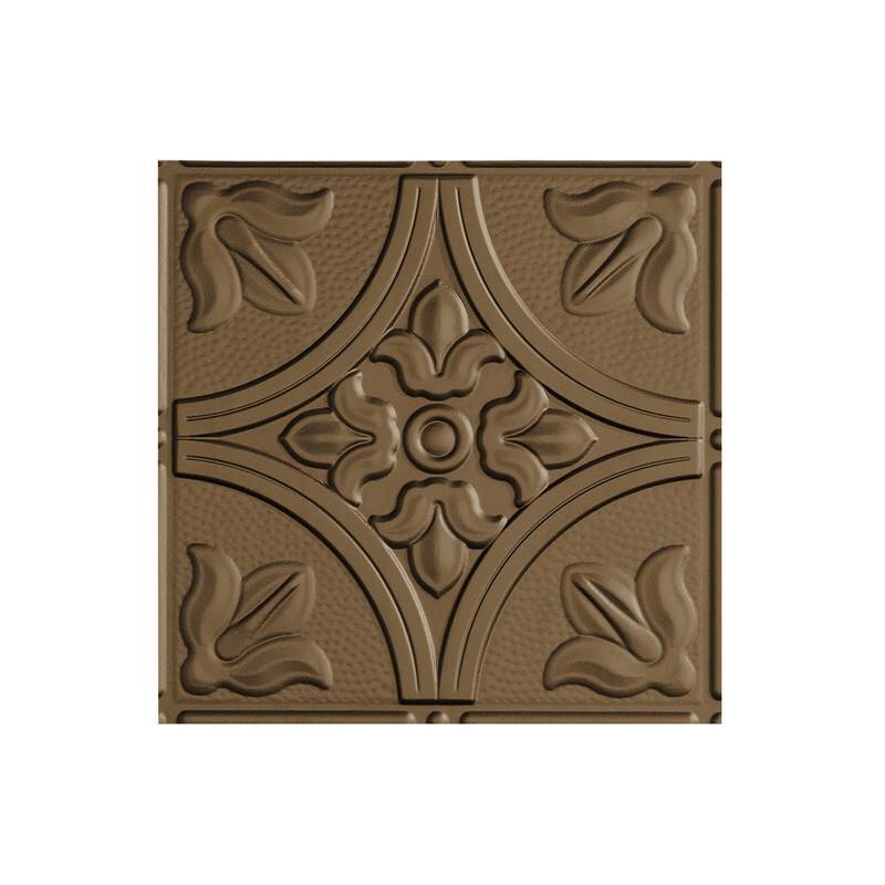 FASÄDE Traditional Style 2 Decorative Vinyl 2ft x 4ft Glue Up Ceiling Panel in Argent Bronze (5 Pack) - 12in x 12in Sample - Argent Bronze