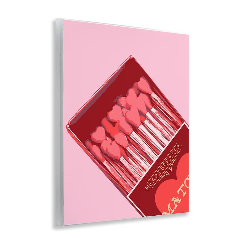 Stupell Pink Heart Shaped Matches Wall Plaque Art Design By Lil' Rue