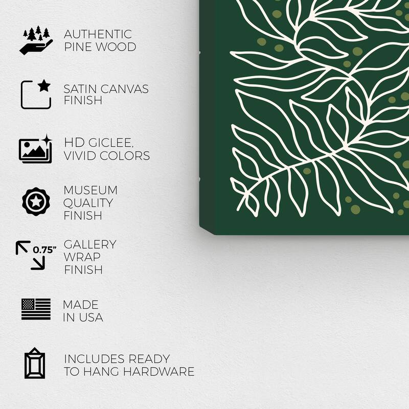 Wynwood Studio Canvas Floral and Botanical Christmas Leaves Poster Green Modern & Contemporary Wall Art Canvas Print