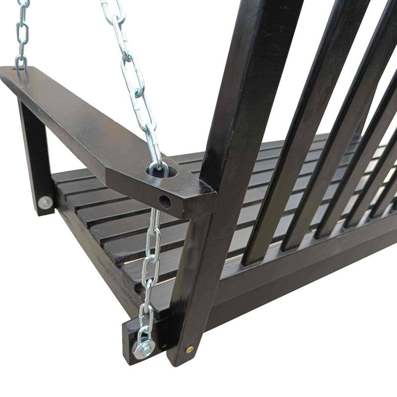 Armrest Wood Bench Swing with Hanging Chains