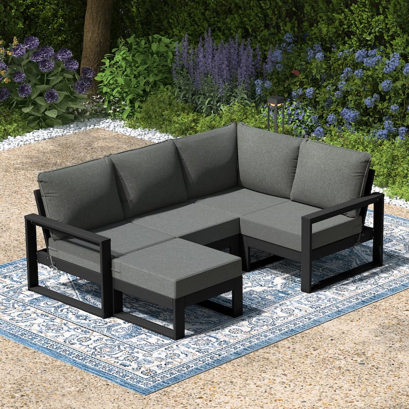 Endless Patio 5-Piece Deep Seating Set with Ottoman with Black Frame